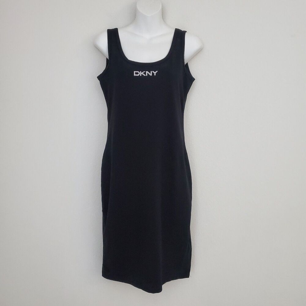 DKNY Sport Tank Dress Small Black Mini Sporty Embellished Streetwear